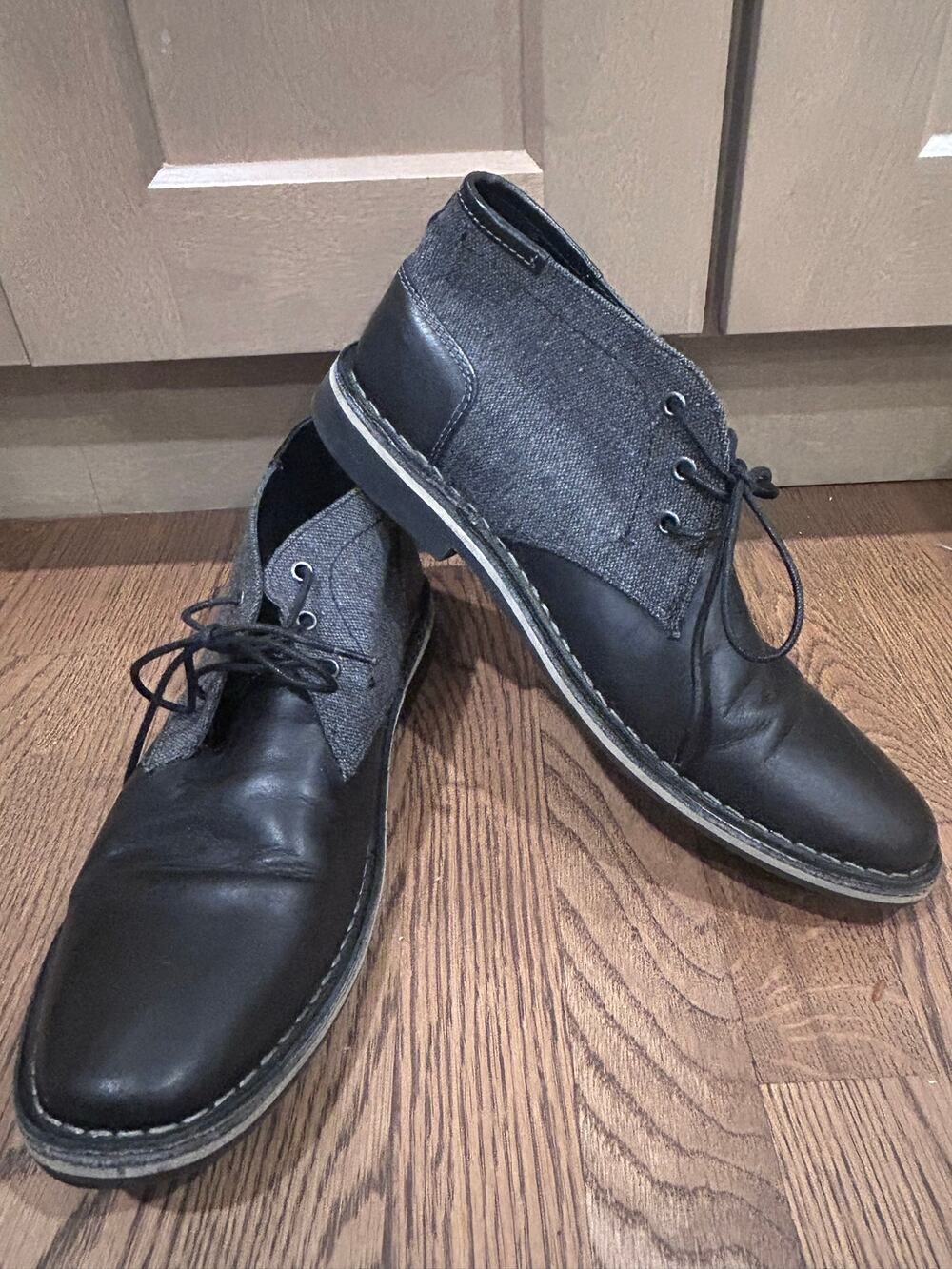 Steve Madden Harken Black Leather Grey Knit Chukka Boot Mens 10 Business Casual